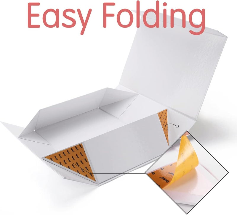 JINGUAN Large White Collapsible Gift Boxes with Magnetic Closure Lids 13.5x9x4.1 Inches, Bridesmaid Proposal Boxes, Rectangle Present Boxes (Glossy White, 6 Pack) - Image 5